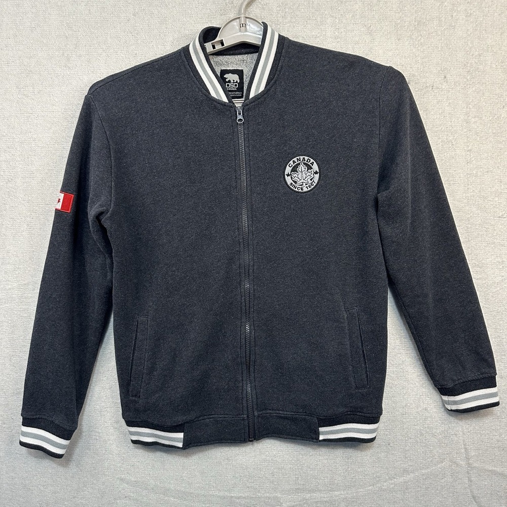 OSO Canada Maple leaf Full zip Jacket Sz Small Grey Sporty‎